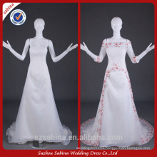 WY0500 ivory red beads half sleeve real pictures alibaba two piece wedding dress